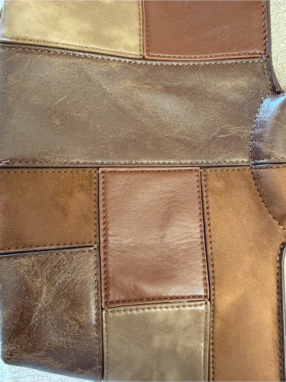 Zara Brown Patchwork Mini Bag with Gold Ring Handle - Picture 12 of 16
